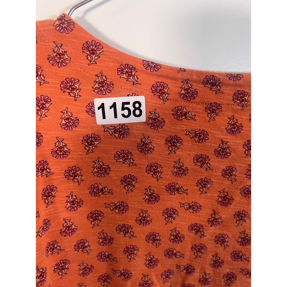 J. Jill Womens Tee Pima Slub Elbow-Sleeve Floral Orange L - Picture 5 of 5